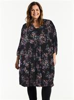 Gozzip - Elly Tunika, Sort Med Blomster